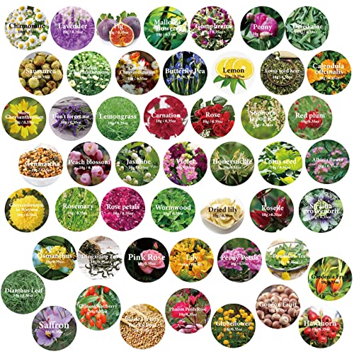 SACATR Dried Flowers, 50 Bags 100% Natural Dried Herbs Kit for Soap Making, Candle, Resin Jewelry Making, Bath, Nail - Include Rose Petals, Rosebuds, Lilium, Jasmine, Don't Forget Me and More - Image 2