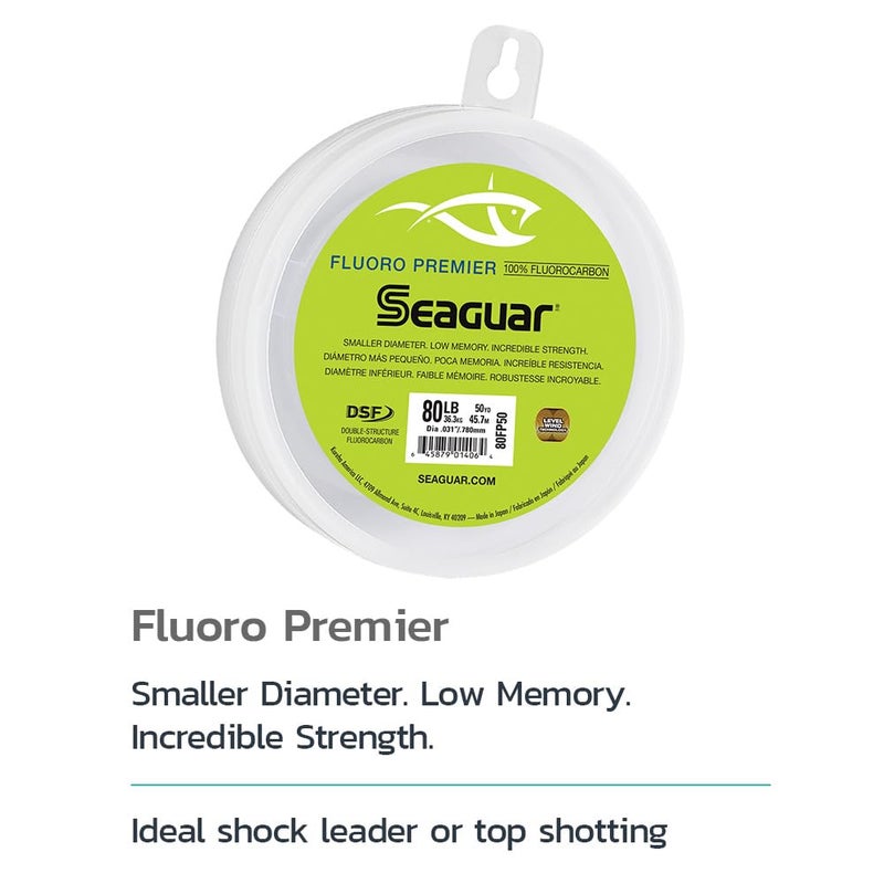 Seaguar خط صيد سيغوار فلوروبريميير 100% فلوروكربون، 50 رطل، 50 ياردة قوة كسر/طول - 50FP50 - Image 2