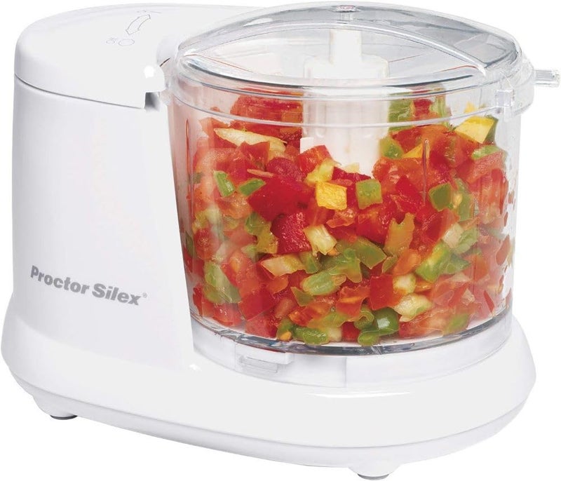 Proctor Silex Durable Electric Vegetable Chopper  Mini Food Processor for Chopping Puree  Emulsify 15 Cup White