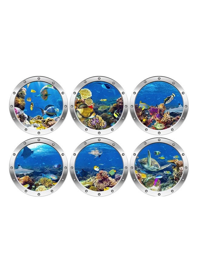 Jacklove 6-Pack Ocean World Wall Stickers - 12” Removable 3D Art Decals for Kids' Bedrooms and Bathrooms - Peel and Stick Vinyl Decor for Home Furniture and Playroom Enhancement - Image 1