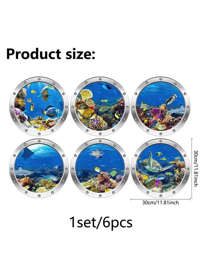 Jacklove 6-Pack Ocean World Wall Stickers - 12” Removable 3D Art Decals for Kids' Bedrooms and Bathrooms - Peel and Stick Vinyl Decor for Home Furniture and Playroom Enhancement - Image 2