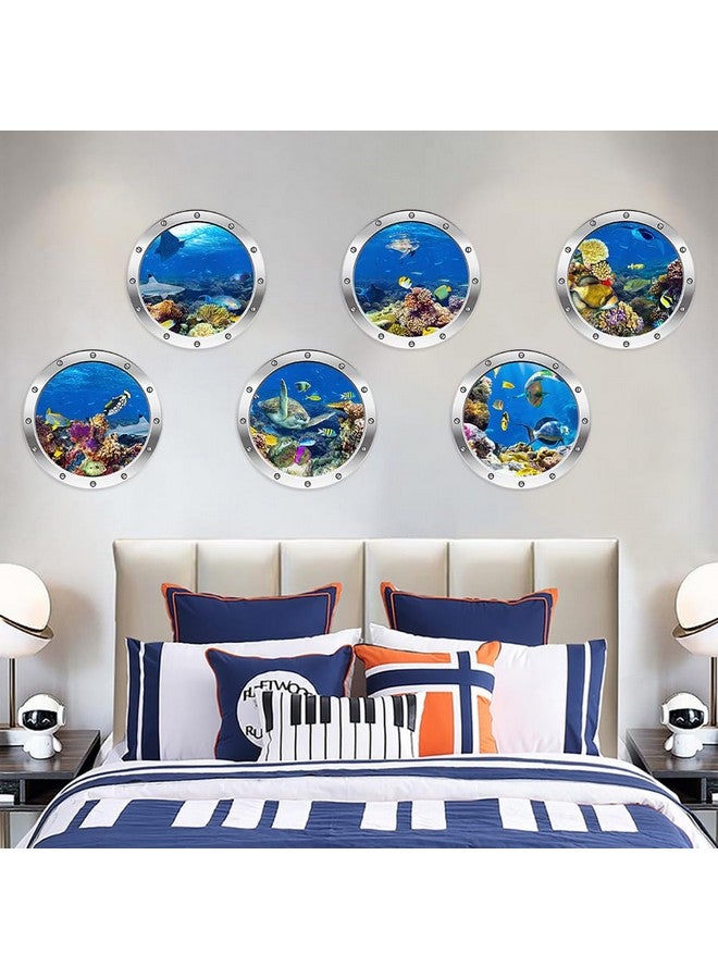 Jacklove 6-Pack Ocean World Wall Stickers - 12” Removable 3D Art Decals for Kids' Bedrooms and Bathrooms - Peel and Stick Vinyl Decor for Home Furniture and Playroom Enhancement - Image 5