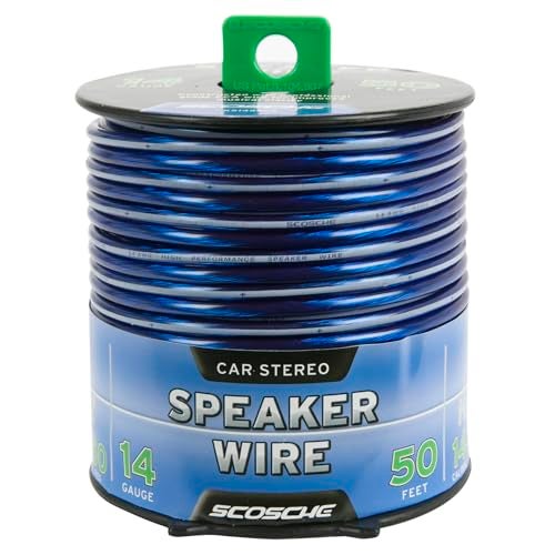 Scosche سكووش KS1450CS سلك مكبر صوت سيارة 14 قياس CCA - كابل صوت 14 AWG لأنظمة الصوت في السيارات - لفة 50 قدم من الألمنيوم المغلف بالنحاس - Image 1
