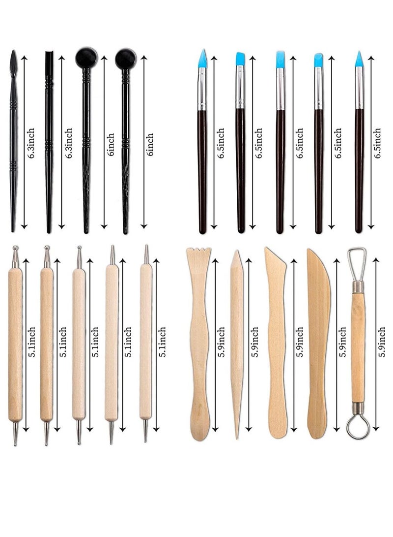 Y&D 24pcs Polymer Clay Carving Tools, Pottery Tools for Adults, Kids and Beginners, Wooden Handle Ceramic Sculpture Kit Petroglyphs - Image 2