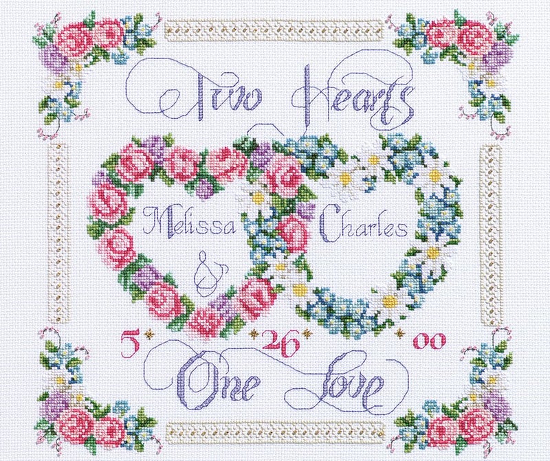 Janlynn RGRAMP.47728 Two Hearts, One Love Counted Cross Stitch Kit-14"X12" 14 Count - Image 2