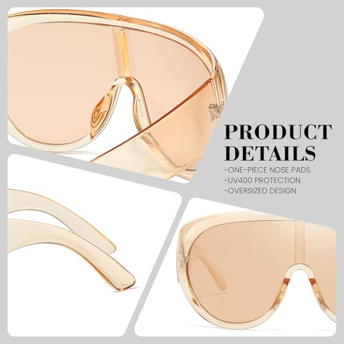 SODQW Oversized Sunglasses for Women and Men Big Large Frame Sunglasses UV Protection Shield for Driving and Beach - Image 3