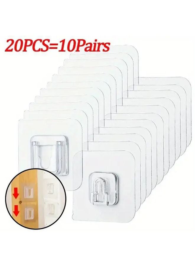 20 Pack Heavy Duty Clear Wall Hooks No Tools Needed Strong Adhesive - Image 5