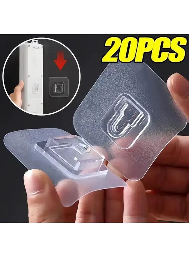 20 Pack Heavy Duty Clear Wall Hooks No Tools Needed Strong Adhesive - Image 2