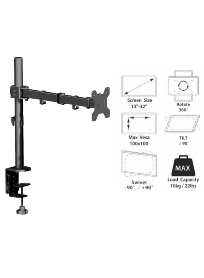ستارجولد حامل شاشة قابل للتعديل لشاشات من ١٣ إلى ٣٢ بوصة، متوافق مع معايير VESA ١٠٠×١٠٠، إمالة +٤٥ درجة إلى -٩٠ درجة، دوران ١٨٠ درجة، حامل مكتبي متين (أقصى حمولة ١٠ كجم/٢٢ رطلاً) - Image 2