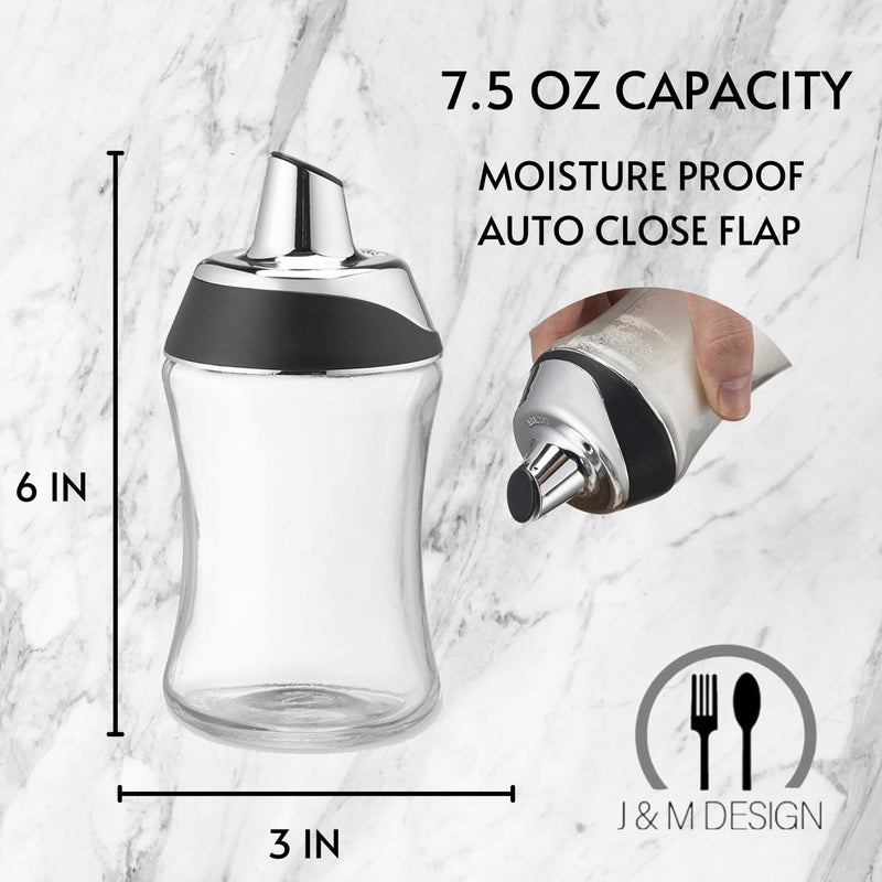 J&M DESIGN Sugar Dispenser with Pour Spout Lid Sugar Container Shaker Coffee Bar Accessories Organizer Essentials Powdered Creamer Baking Supplies 7.5oz Glass Jar Pourer Sugar Bowl Salt Dish Holder - Image 3