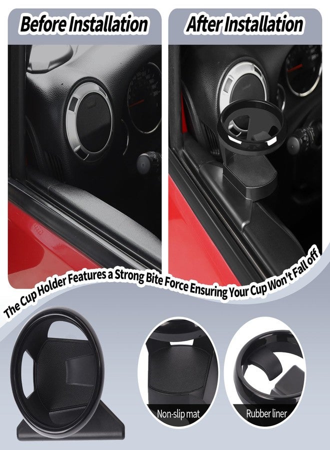 JeCar JK Cup Holder Left & Right Side Door Drink Cup Holder Fit for Jeep Wrangler JK JKU Sport Sahara Rubicon 2011-2018 (Not for 2018 JL) - Image 3