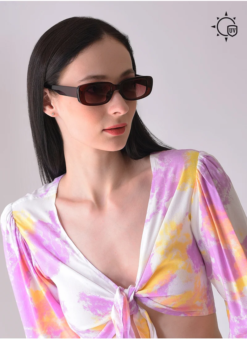 صوص هاوت Brown Lens Brown Rectangle Sunglasses
