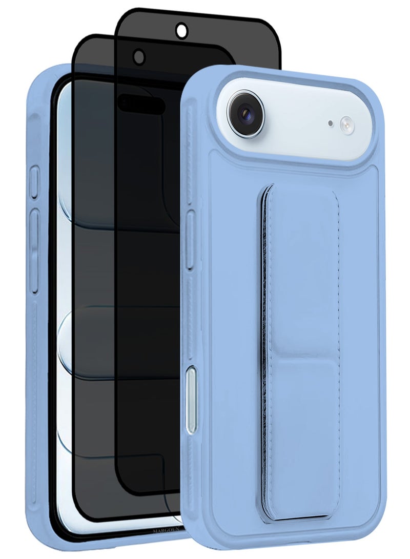 CATANES 3 Packs Premium PU Leather Case for iPhone 17 Air with Stand Function Shockproof and Anti Scratch Finger Grip with Two Privacy Screen Protector - Image 1