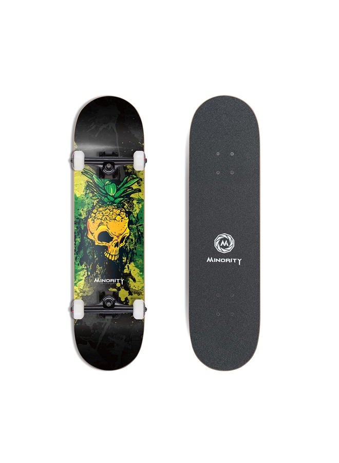 MINORITY 32inch Maple Skateboard|Trick Skateboard for Beginners, Intermediate and Pros (Pineskull) - Image 1