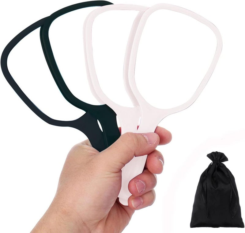Aestivate 4PC Black and White Hand Mirror, Travel Handheld Mirror, Cosmetic Mirror with Handle (4PC Black and White)