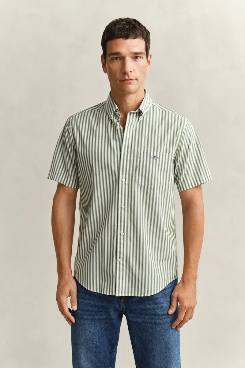 GANT  Regular Classic Poplin Stripe Short SleeveShirt for Men | Best Price UAE