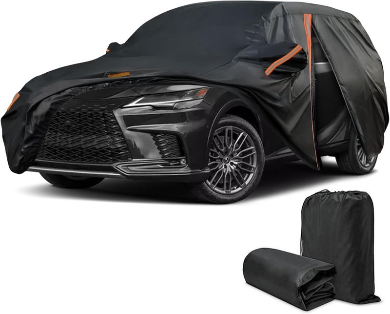 غطاء سيارة من نوع SUV مصمم خصيصًا لطرازات Lexus RX350L وRX450hL (للفترة 2016–2022)، وRX350 وRX350h وRX450h+ وRX500h (للفترة 2023–2025)، يوفر حماية كاملة من الماء والعوامل الجوية المختلفة، ويحمي السيارة من أشعة الشمس والمطر والثلج والغبار والأتربة أثناء الاستخدام في الهواء الطلق. - Image 1