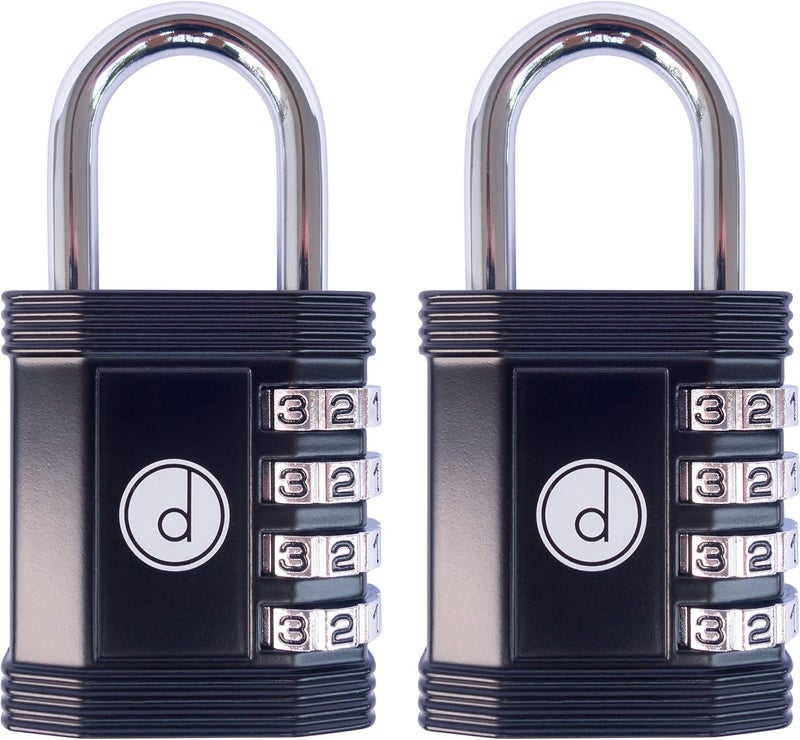 desired tools Padlock Combination Lock 4 Digit (2 Pack) - for Gym Lock, School Locker Lock, Outdoor Fence, and Storage, Combo Lock - Locks for Lockers - Weatherproof Metal - Keyless, Easy to Set, Resettable - Black - Image 1