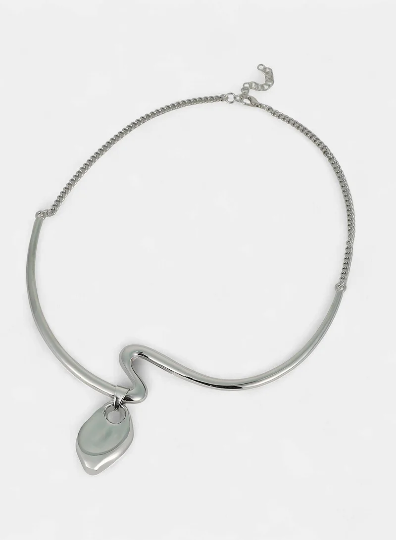 Sohi  Women's The Ripple-Shell Collar Teardrop Shaped Pendant With Chain for Women | Best Price UAE