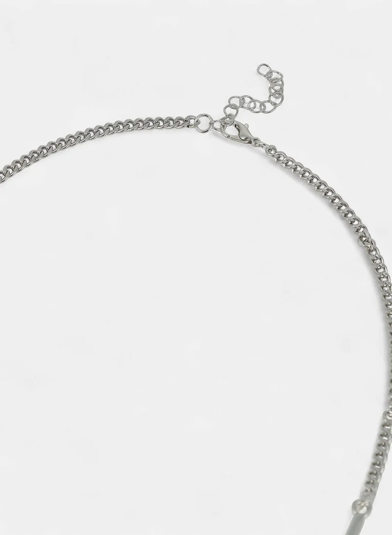 Sohi  Women's The Ripple-Shell Collar Teardrop Shaped Pendant With Chain for Women | Best Price UAE