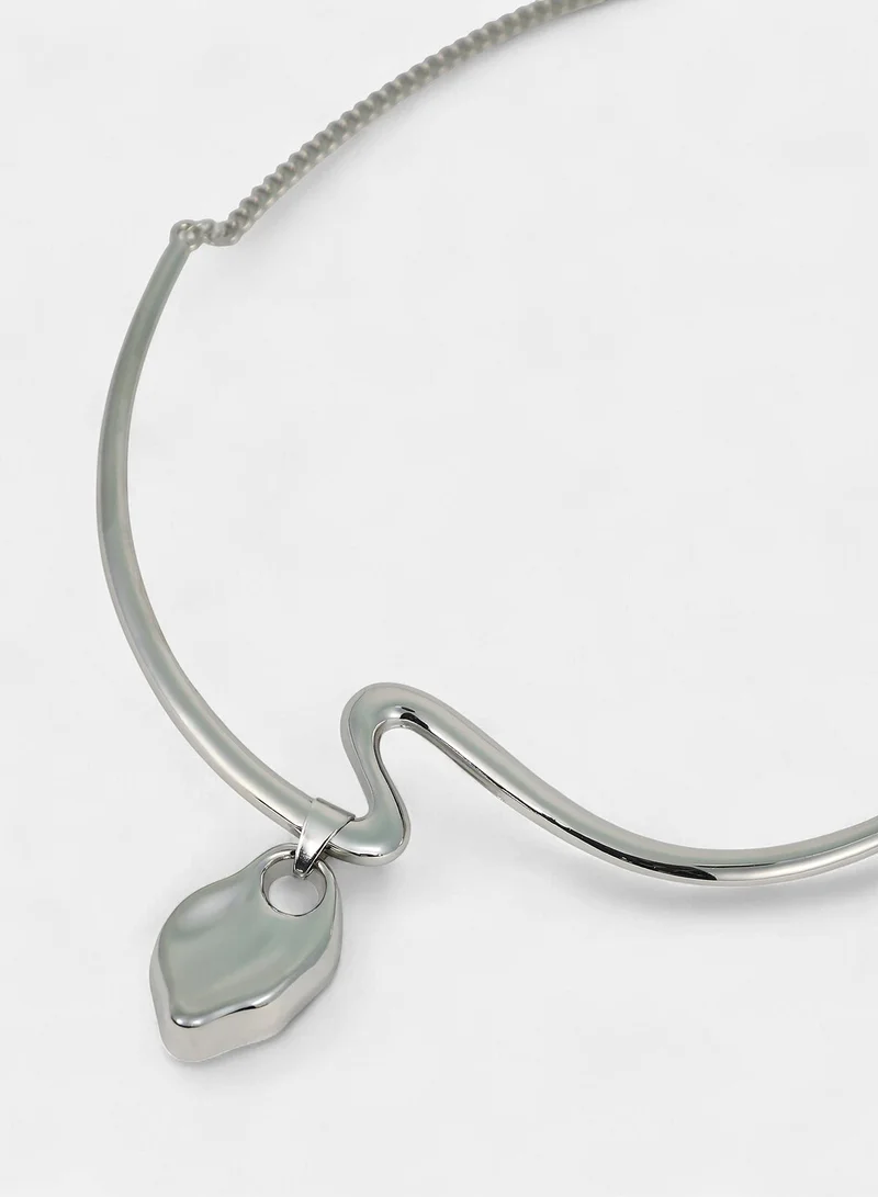 Sohi  Women's The Ripple-Shell Collar Teardrop Shaped Pendant With Chain for Women | Best Price UAE