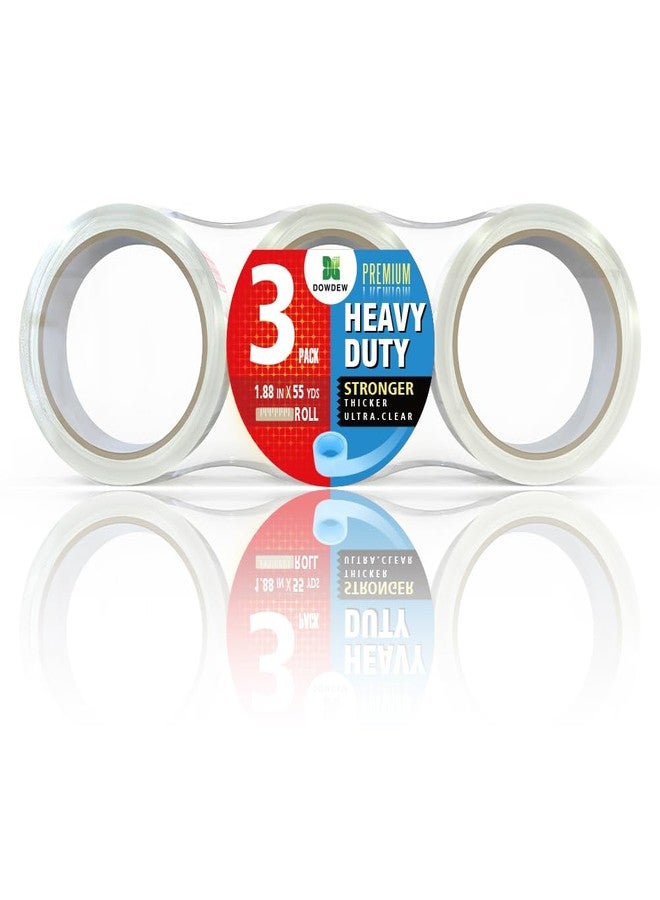 DowDew Clear Packing Tape, Heavy Duty Packaging Tape 1.88 inch x 55 Yards Refill Roll for Shipping Mailing Moving [Ultra Strong - Super Thick] (3 Rolls / 165 Total Yards) - Image 2