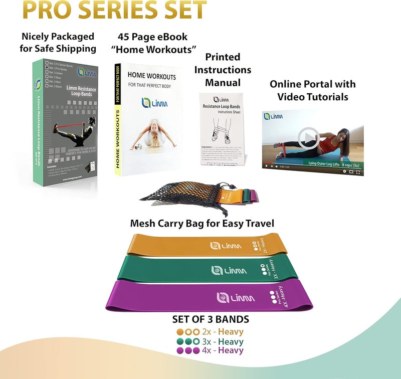 Limm Fittest Pro by Resistance Bands for Legs and Butt, Fabric Exercise Loop Bands Yoga, Pilates, Rehab, Fitness and Home Workout, Strength Bands for Booty - Image 4