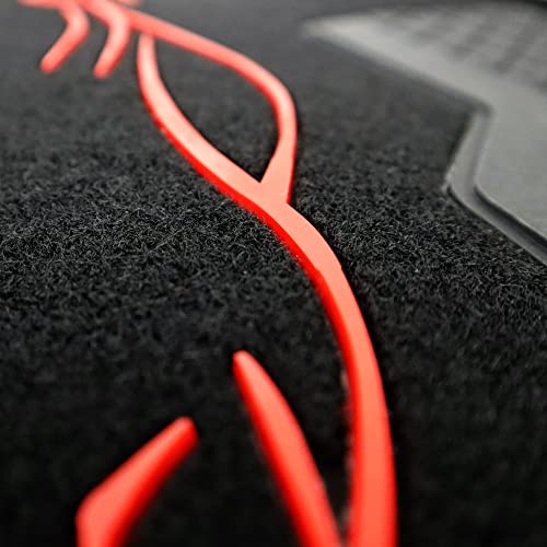 MoMo Complete Set 4 Pieces Universal CAR MATS Black/RED - Image 3
