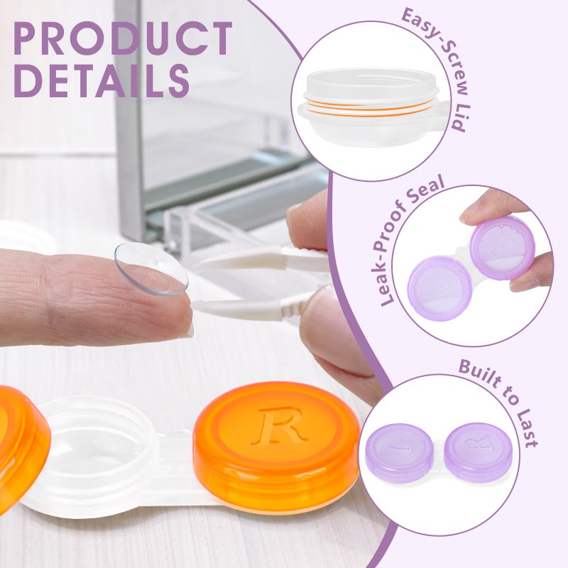 Phyyixs 60 Pack Contact Lens Cases Bulk, Transparent Cute Contact Lens Case for Home & Travel, 6 Color (60) - Image 3