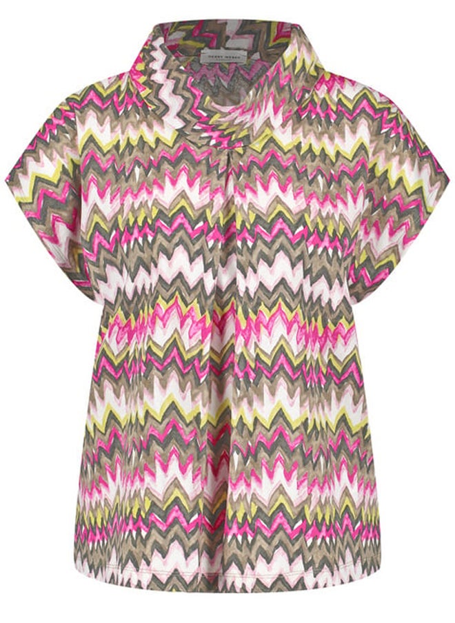 GERRY WEBER Patterned short-sleeved shirt with shawl collar  - Image 1