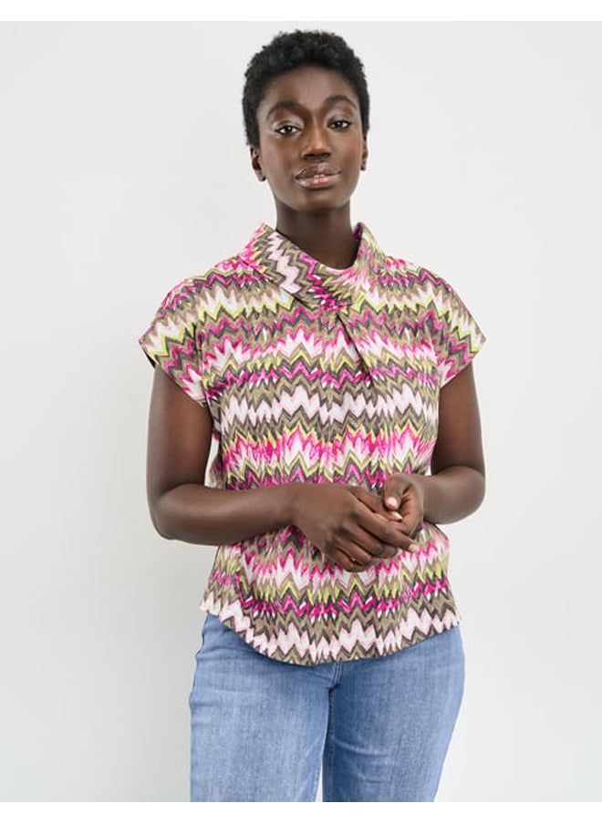 GERRY WEBER Patterned short-sleeved shirt with shawl collar  - Image 2