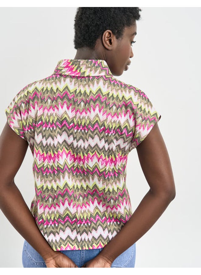 GERRY WEBER Patterned short-sleeved shirt with shawl collar  - Image 3