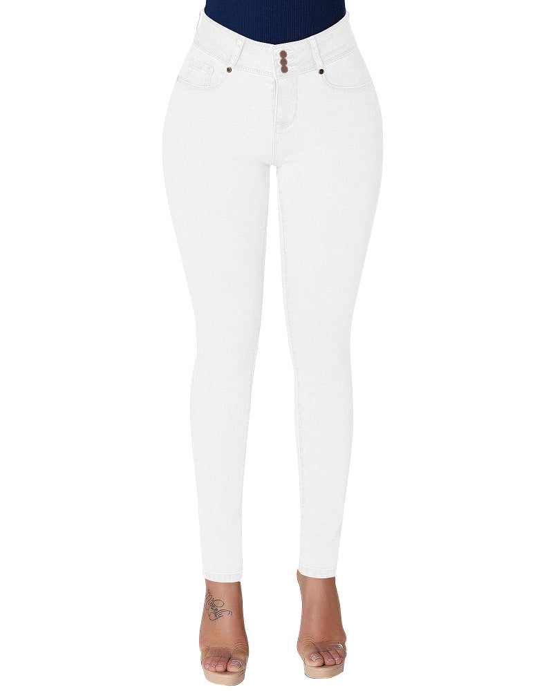 roswear Women's Stretchy Skinny Jeans High Waist Tummy Control Jeggings Slim Fit Denim Pants White - Image 1
