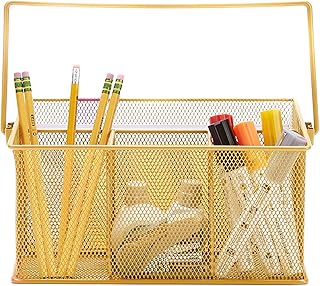 Mind Reader MESHBASKET-GLDM Metal Handle, Storage Basket Organizer, Utensil Holder, Forks, Spoons, Knives, Napkins, - Image 1