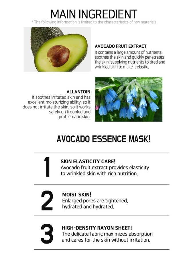 Lebelage - Fruit Avocado Essence Mask (Pack of 10 Individual Masks), Skin Care Made in Korea - Image 1