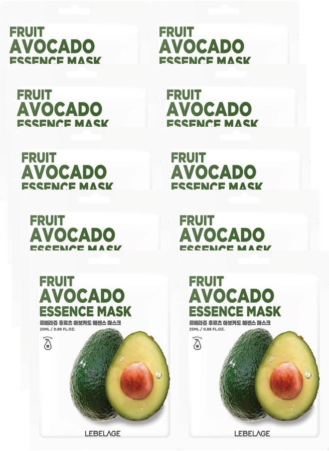 Lebelage - Fruit Avocado Essence Mask (Pack of 10 Individual Masks), Skin Care Made in Korea - Image 1