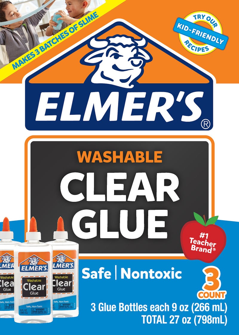 Elmer's Liquid School Glue, Clear, Washable, Pack of 3 - Image 2