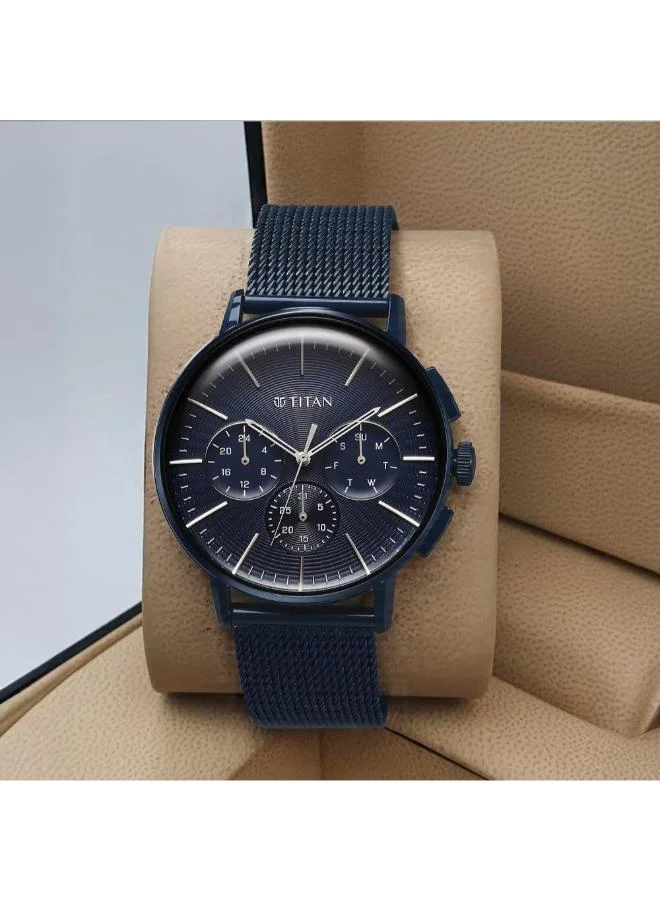 تيتان Men's Stainless Steel Analog Watch 90200QM01 - 48 mm