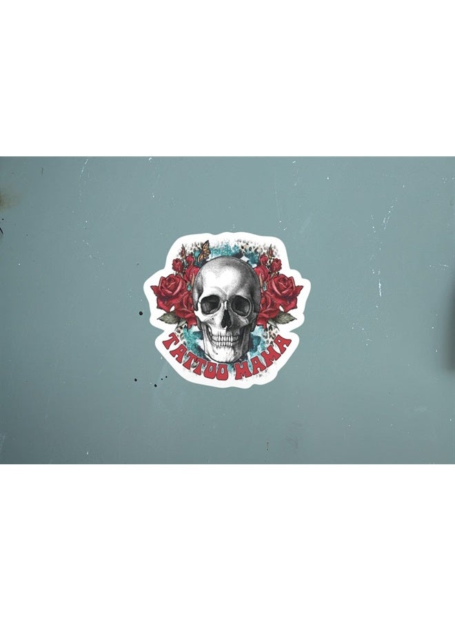 Tattoo Mama 5 Inch Waterproof Decal Sticker Wall Window Rose Skull Banner Tattoo Jewel Skin Artist Art Parent Mom Mama Ink Picture Rose Marker Temporary Tattooing Stencil Gothic Emo Dead Body Fake Sto - Image 2