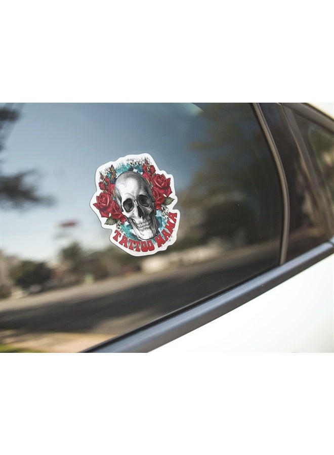 Tattoo Mama 5 Inch Waterproof Decal Sticker Wall Window Rose Skull Banner Tattoo Jewel Skin Artist Art Parent Mom Mama Ink Picture Rose Marker Temporary Tattooing Stencil Gothic Emo Dead Body Fake Sto - Image 3