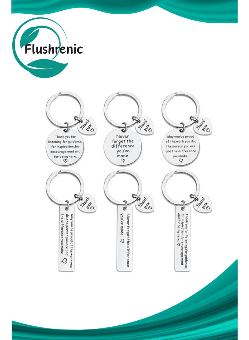 فلوشرينيك 6 قطع سلسلة مفاتيح، حامل مفاتيح، علامات المفاتيح، سلسلة مفاتيح تعبير عن الامتنان للهدايا، سلسلة مفتاحية "اجعل الفرق" مجوهرات مفاتيح تذكارية من الفولاذ المقاوم للصدأ ملهمة للمرأة المتطوعة المعلمة الموظفة العامل الاجتماعي (فضي) - Image 1
