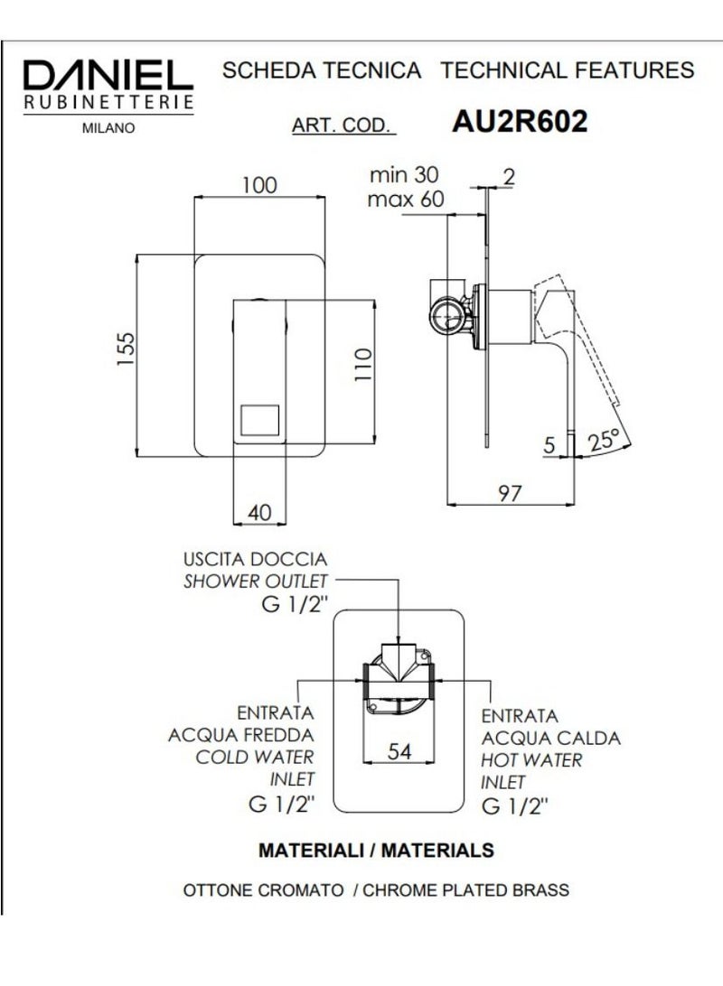 Daniel Complete Single lever built in shower Mixer - Image 2