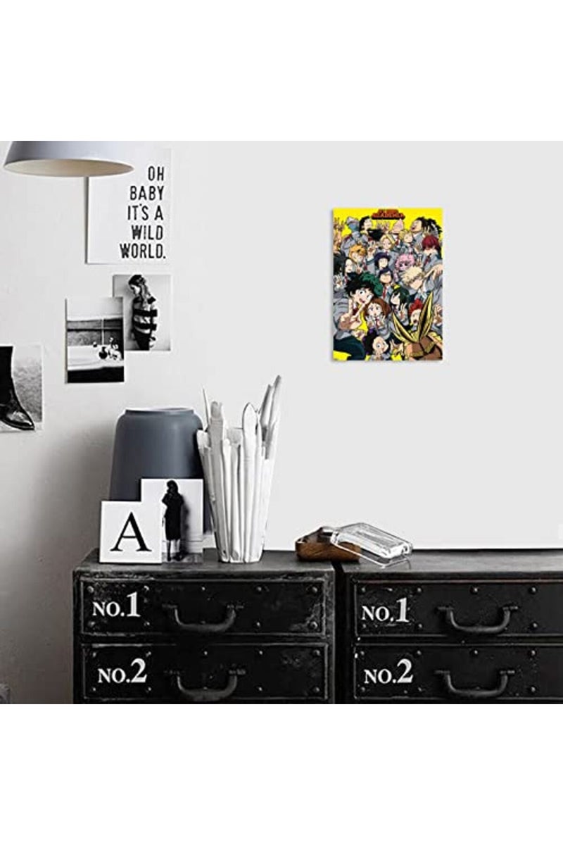 KAIWALK Anime Poster Mha Print on Canvas Painting Wall Art for Living Room Decor Boy Gift(With Frame, Q-MHA 1pcs) - Image 4