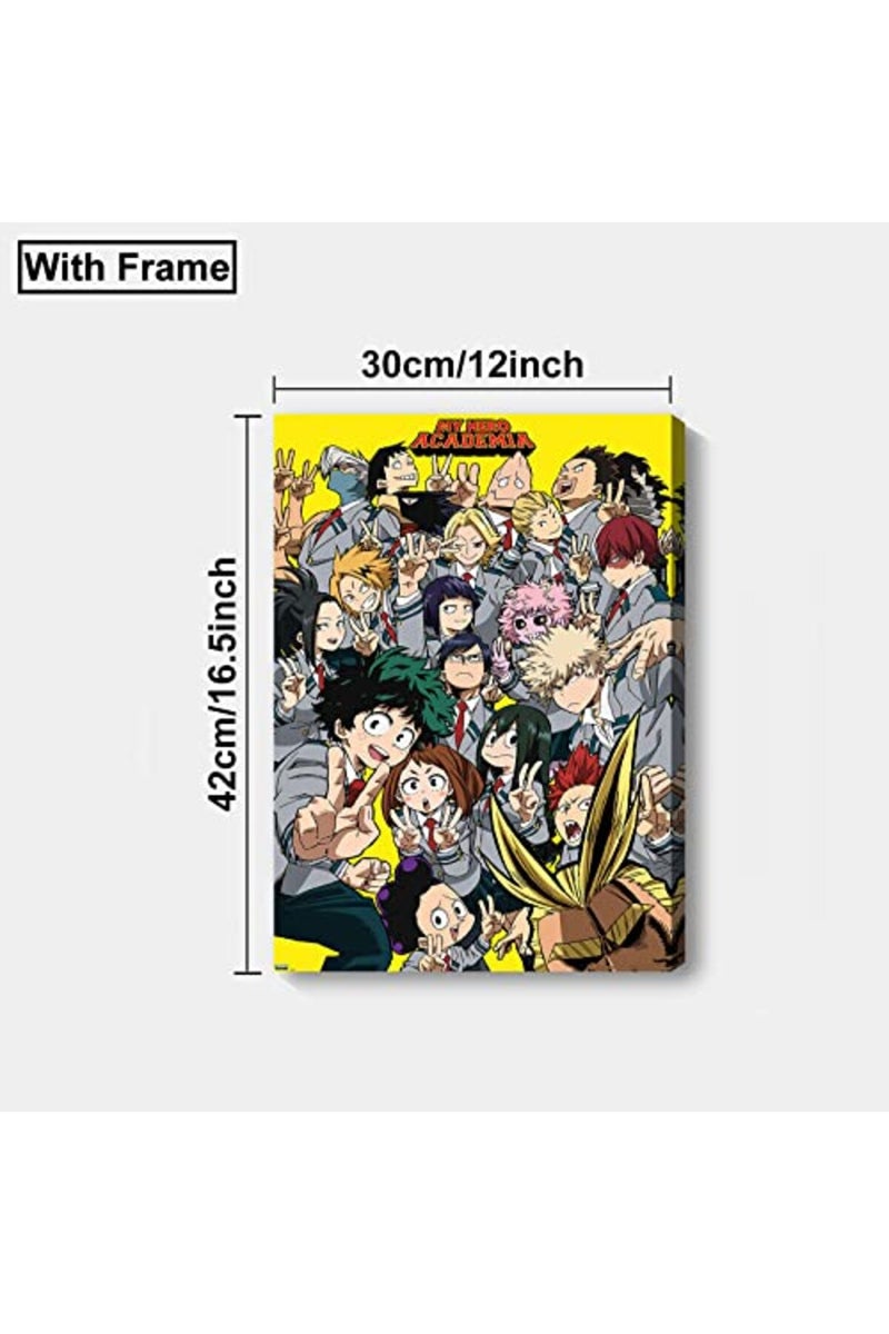 KAIWALK Anime Poster Mha Print on Canvas Painting Wall Art for Living Room Decor Boy Gift(With Frame, Q-MHA 1pcs) - Image 3
