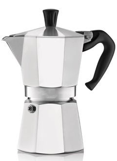 Scrolls Stovetop Aluminum Silver Espresso Maker, Moka stove coffee maker, Moka Pot Coffee Maker for Gas or Electric Stove Top, Classic Italian Coffee Maker, 3 Cup (150Ml))  - Image 1