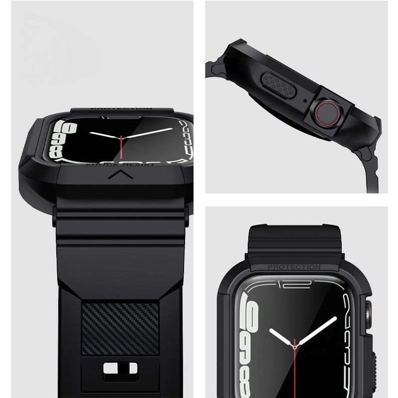 erorex Carbon Fiber Tpu Integrated Watch Band For Apple Watch Se 2023 44Mm(Black) - Image 5