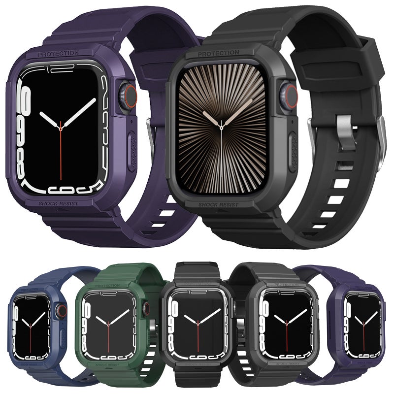 erorex Carbon Fiber Tpu Integrated Watch Band For Apple Watch Se 2023 44Mm(Black) - Image 2