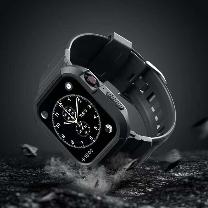 erorex Carbon Fiber Tpu Integrated Watch Band For Apple Watch Se 2023 44Mm(Black) - Image 4