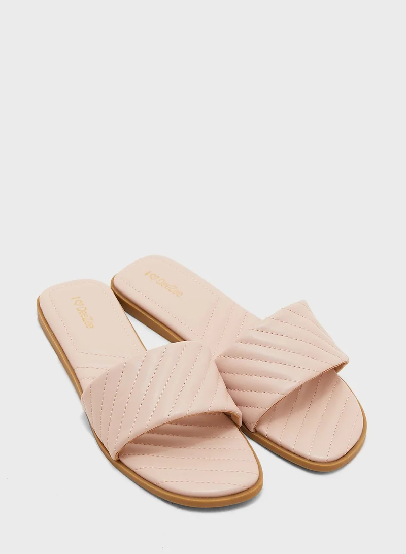 Deezee CCC Wide Strap Flat Sandals for Women Best Price Oman