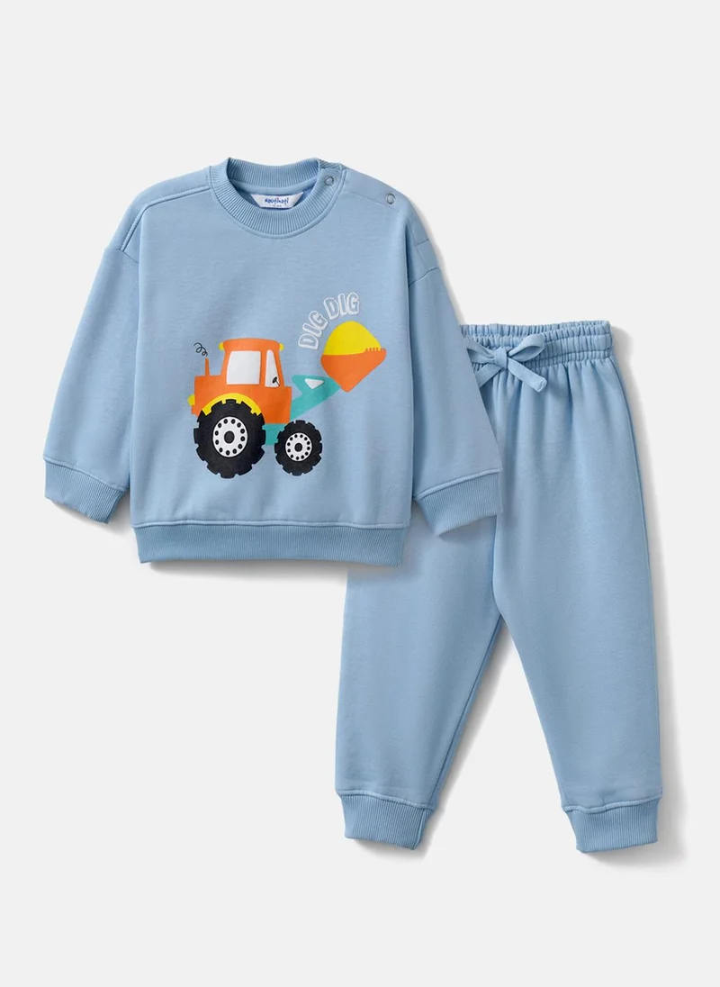 نوتيناتي Nautinati Tractor Print Fleece Sweatshirt and Joggers Set for Baby Boys